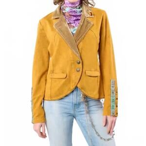 NEW ARATTA colonel french terry knitted blazer in rusted olive